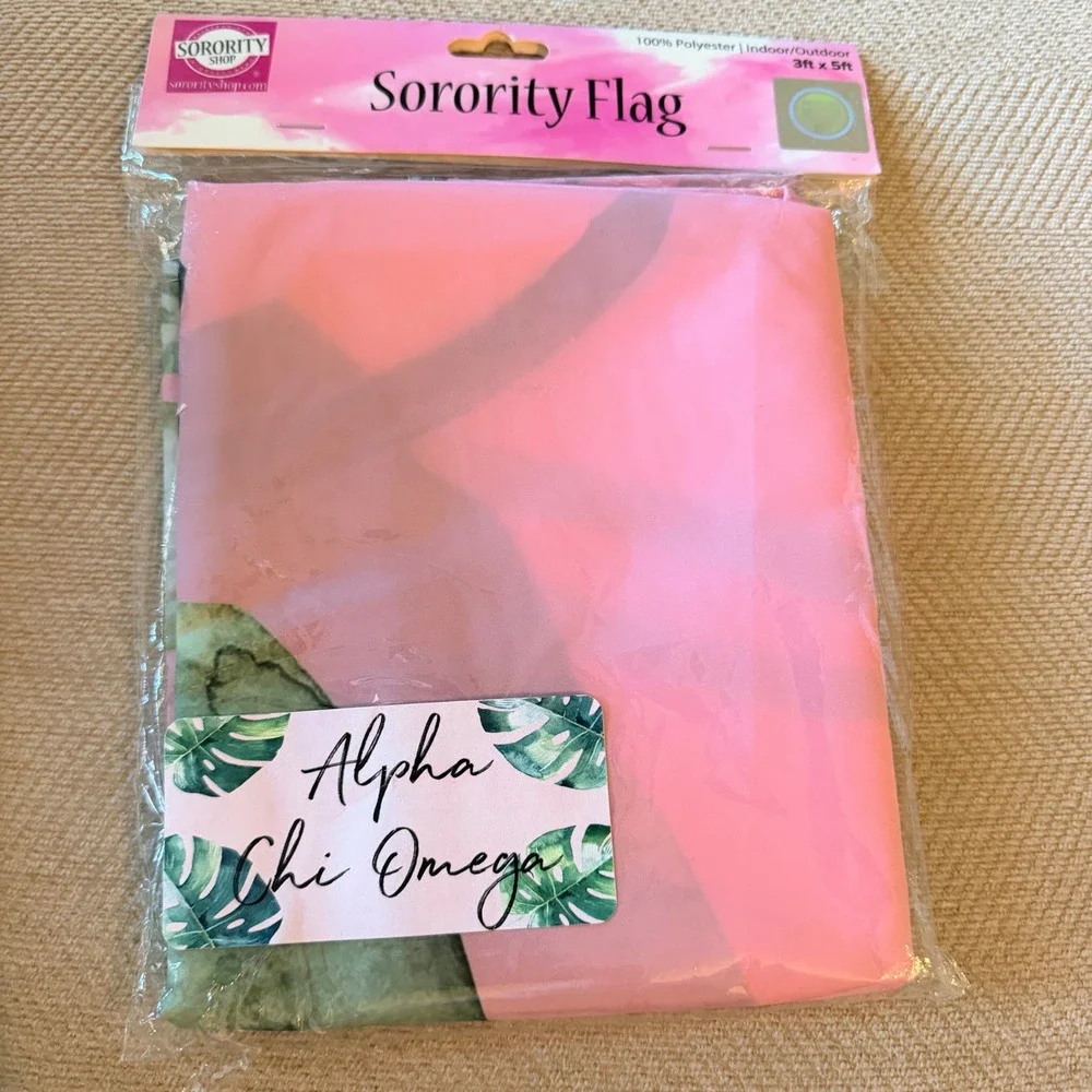 Sorority Shop Alpha Chi Omega Tropical Palm Flag Wall Banner Pink 3x5ft New